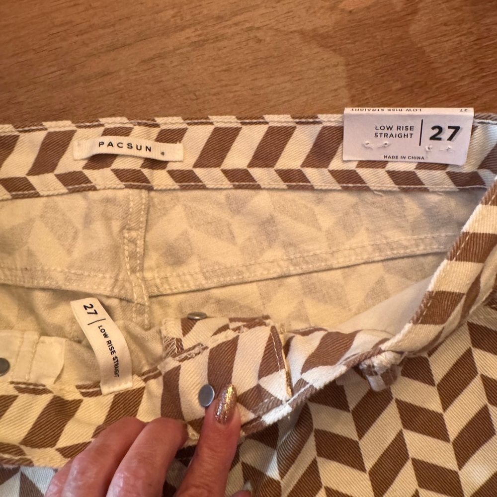 PacSun Brown and Cream Geometric Pants - Picture 3 of 4